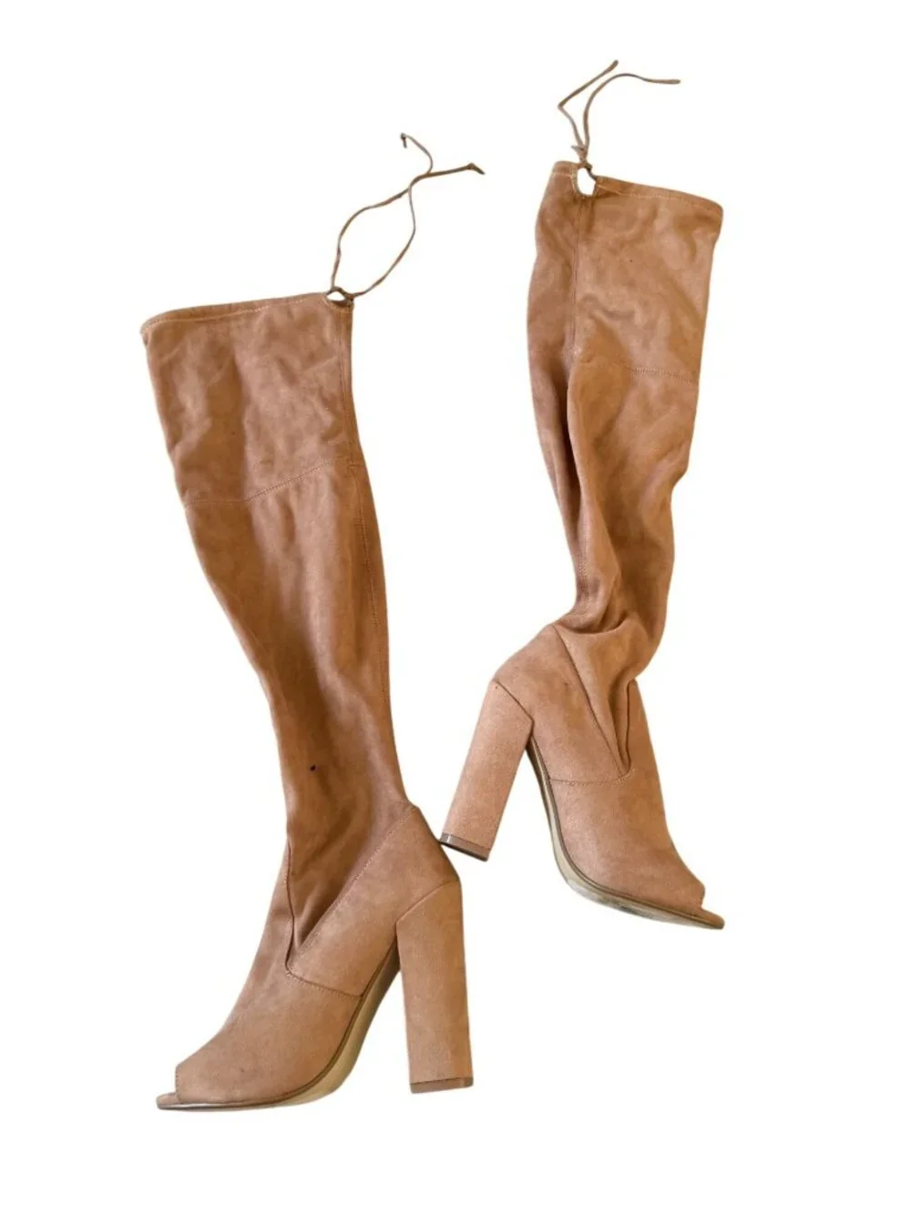 STEVE MADDEN Elliana Beige Faux Suede Pull On Heels Size 7